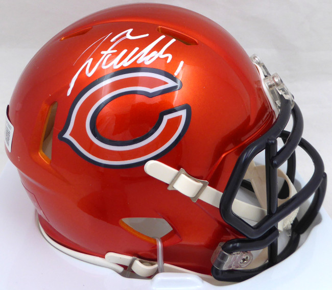 Justin Fields Autographed Orange Flash Speed Mini Helmet Chicago Bears Beckett BAS QR #W176057