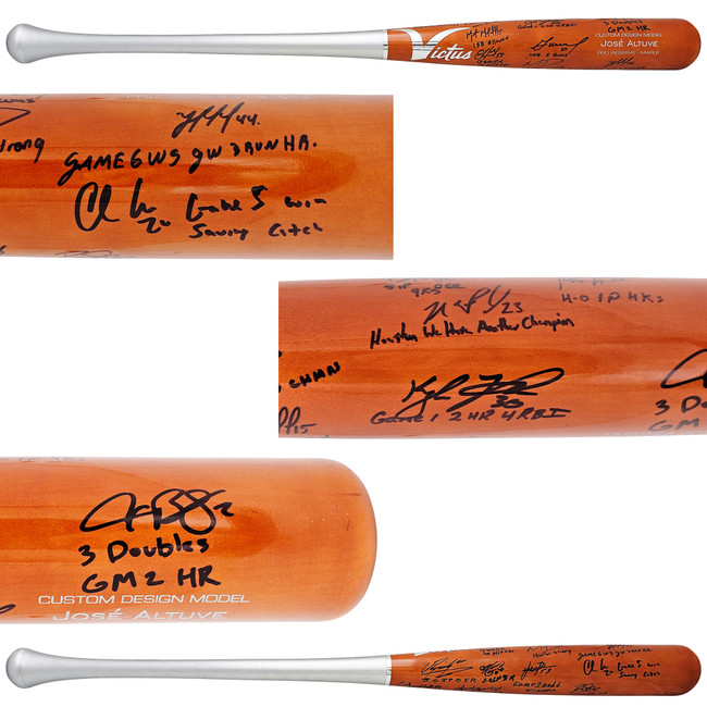 2022 World Series Champion Houston Astros Team Signed Autographed Brown & Silver Victus Jose Altuve Pro Reserve Maple Bat With 20 Signatures  Including Jose Altuve & Yordan Alvarez Beckett BAS Witness Stock #220886