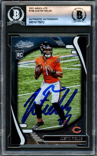Justin Fields Autographed 2021 Absolute Rookie Card #108 Chicago Bears Beckett BAS Stock #221176