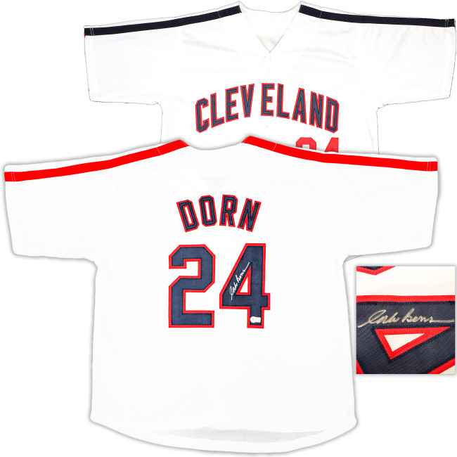 Corbin Bernsen Autographed White Jersey Major League Roger Dorn Beckett BAS Witness Stock #221301