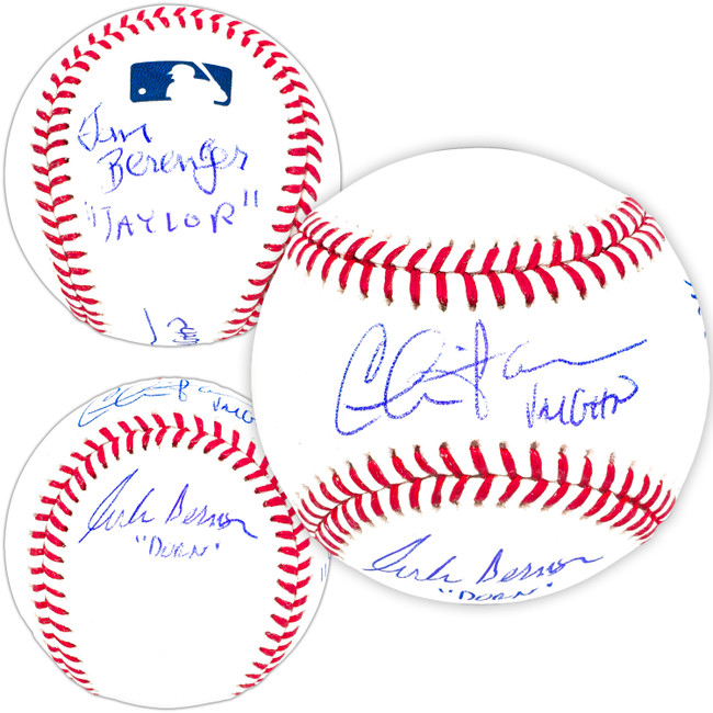 Charlie Sheen, Corbin Bernsen & Tom Berenger Autographed Official MLB Baseball Major League Beckett BAS Witness Stock #221320