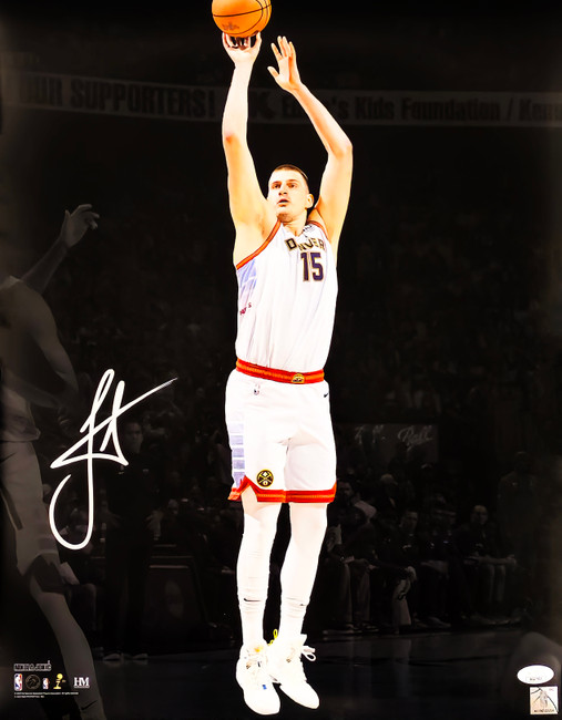 Nikola Jokic Autographed 16x20 Photo Denver Nuggets 2023 NBA Finals Spotlight JSA Stock #221507