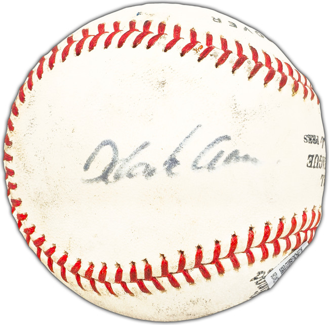 Hank Aaron & Eddie Mathews Autographed Official Rawlings Southern League Baseball Milwaukee Braves Vintage Signature Beckett BAS #AC94126