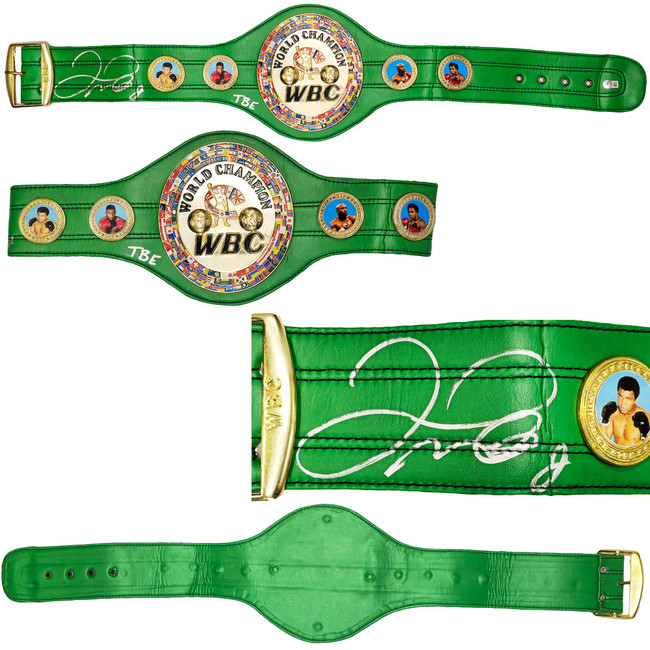 Floyd Mayweather Jr. Autographed Green WBC World Championship Boxing Belt "TBE" Beckett BAS Witness Stock #221650