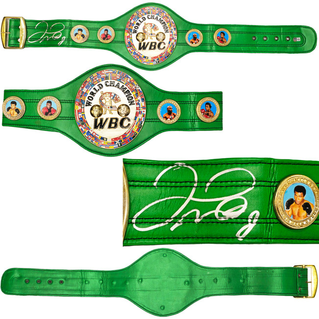 Floyd Mayweather Jr. Autographed Green WBC World Championship Boxing Belt Beckett BAS Witness Stock #221653