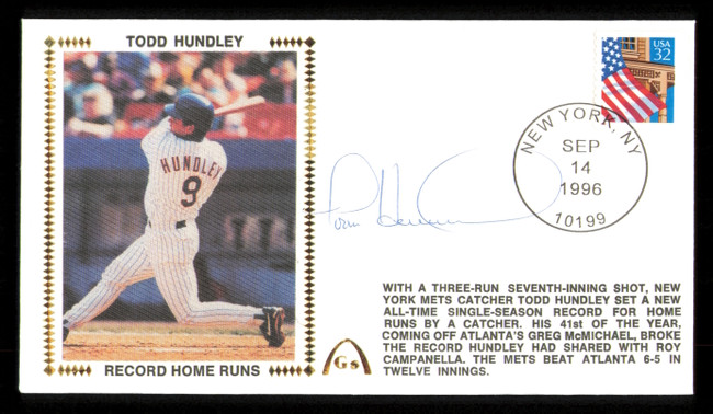 Todd Hundley Autographed 1996 First Day Cover New York Mets SKU #222342