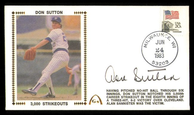 Don Sutton Autographed 1983 First Day Cover Milwaukee Brewers SKU #222442
