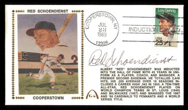 Red Schoendienst Autographed 1989 First Day Cover St. Louis Cardinals SKU #222428