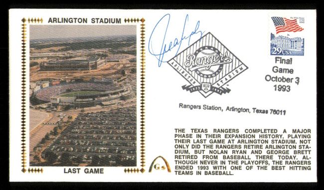 Juan Gonzalez Autographed 1993 First Day Cover Texas Rangers SKU #222323