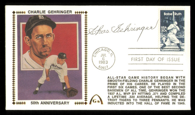 Charles Gehringer Autographed 1983 First Day Cover Detroit Tigers SKU #222318