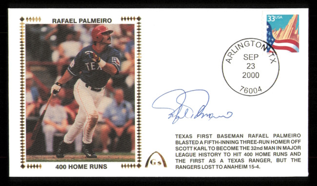 Rafael Palmeiro Autographed 2000 First Day Cover Texas Rangers SKU #222382