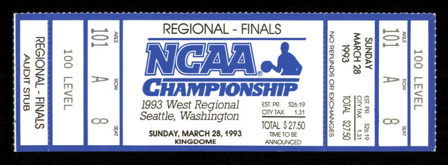 1993 NCAA Basketball Tournament West Regional Finals Unsigned Full Ticket Michigan SKU #222613