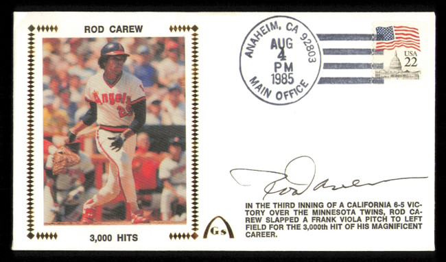 Rod Carew Autographed 1985 First Day Cover California Angels SKU #222295