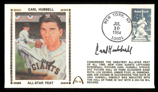 Carl Hubbell Autographed 1984 First Day Cover New York Giants SKU #222341