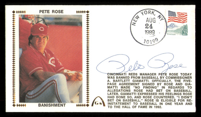 Pete Rose Autographed 1989 First Day Cover Cincinnati Reds SKU #222406
