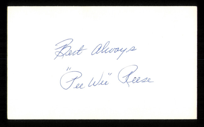 Pee Wee Reese Autographed 3x5 Index Card Brooklyn Dodgers "Best Always" SKU #222487