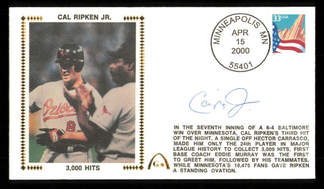 Cal Ripken Jr. Autographed 2000 First Day Cover Baltimore Orioles SKU #222391