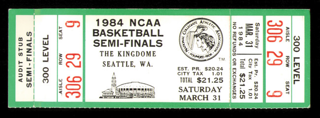 1984 NCAA Basketball Tournament Semi Finals Unsigned Full Ticket Georgetown SKU #222601