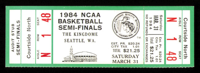 1984 NCAA Basketball Tournament Semi Finals Unsigned Full Ticket Georgetown SKU #222604