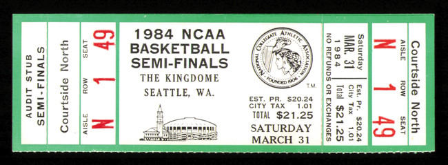 1984 NCAA Basketball Tournament Semi Finals Unsigned Full Ticket Georgetown SKU #222605