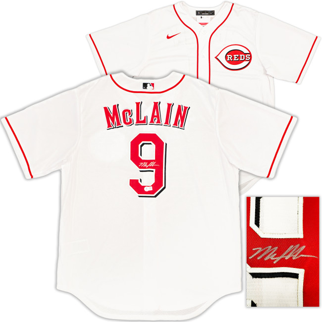 Cincinnati Reds Matt McLain Autographed White Nike Jersey Size L Beckett BAS Witness Stock #222822