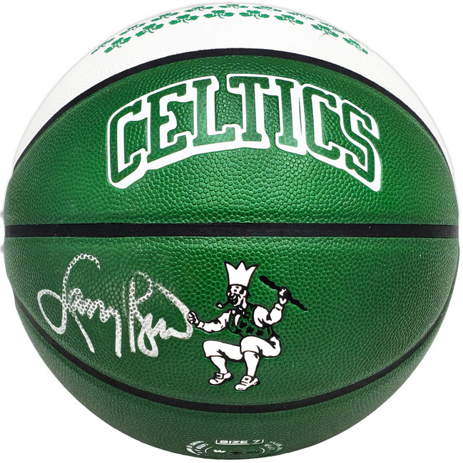 Larry Bird Autographed Green City Edition Auerbach Smoke Logo Basketball Boston Celtics Beckett BAS Witness Stock #222787