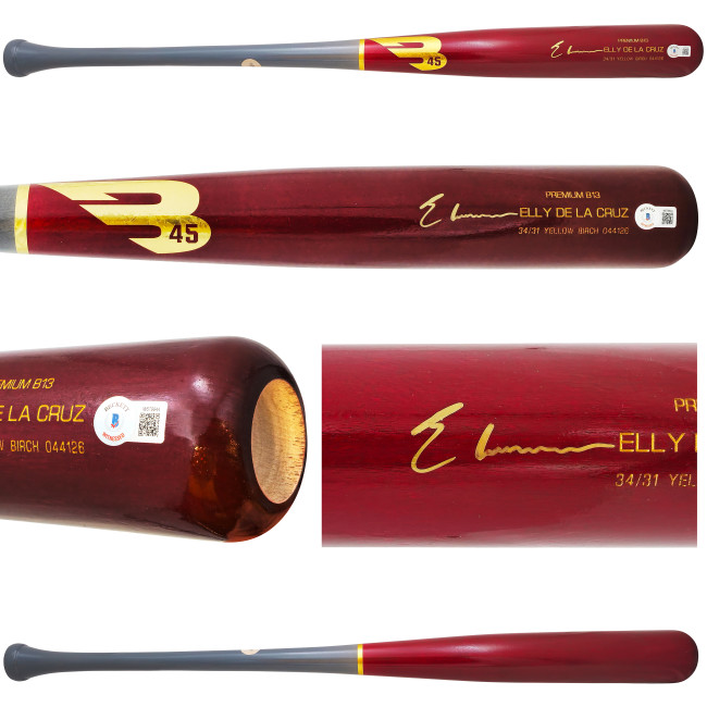 Elly De La Cruz Autographed Red B45 Player Model Baseball Bat Cincinnati Reds Beckett BAS Witness Stock #222800