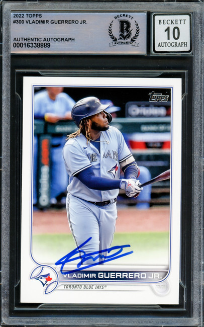 Vladimir Guerrero Jr. Autographed 2022 Topps Card #300 Toronto Blue Jays Auto Grade Gem Mint 10 Beckett BAS Stock #222875