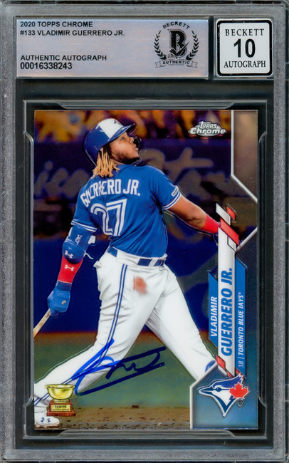 Vladimir Guerrero Jr. Autographed 2020 Topps Chrome Card #133 Toronto Blue Jays Auto Grade Gem Mint 10 Beckett BAS Stock #222864