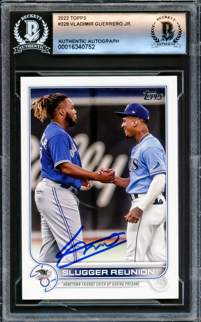 Vladimir Guerrero Jr. Autographed 2022 Topps Card #329 Toronto Blue Jays Beckett BAS #16340752