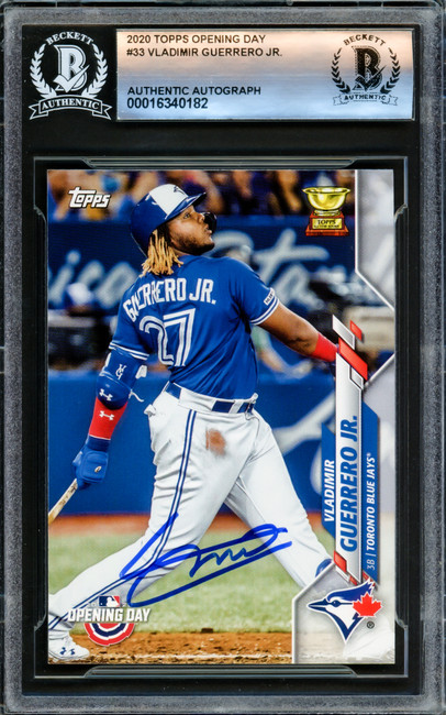 Vladimir Guerrero Jr. Autographed 2020 Topps Opening Day Card #33 Toronto Blue Jays Beckett BAS #16340182