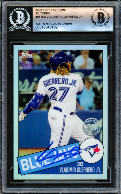 Vladimir Guerrero Jr. Autographed 2020 Topps Chrome 35th Anniversary Card #85TC-6 Toronto Blue Jays Beckett BAS #16340192