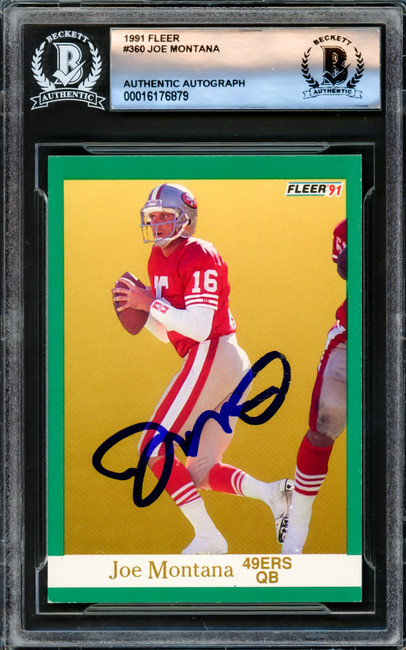 Joe Montana Autographed 1991 Fleer Card #360 San Francisco 49ers Beckett BAS #16176879