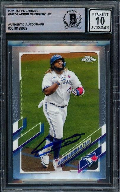 Vladimir Guerrero Jr. Autographed 2021 Topps Chrome Card #167 Toronto Blue Jays Auto Grade Gem Mint 10 Beckett BAS #16168922