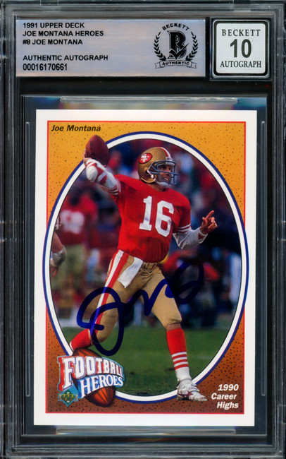 Joe Montana Autographed 1991 Upper Deck Card #8 San Francisco 49ers Auto Grade Gem Mint 10 Beckett BAS #16170661