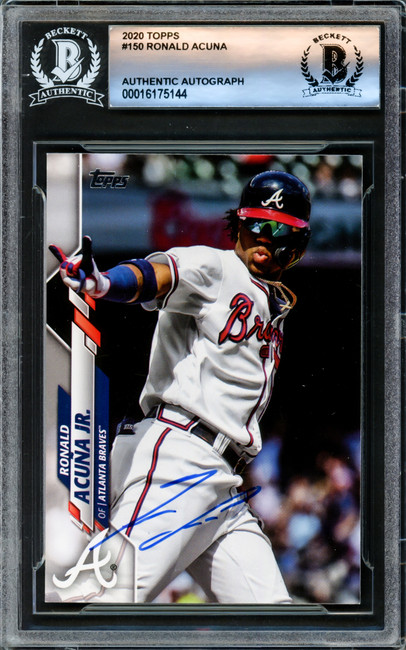 Ronald Acuna Jr. Autographed 2020 Topps Card #150 Atlanta Braves Beckett BAS #16175144