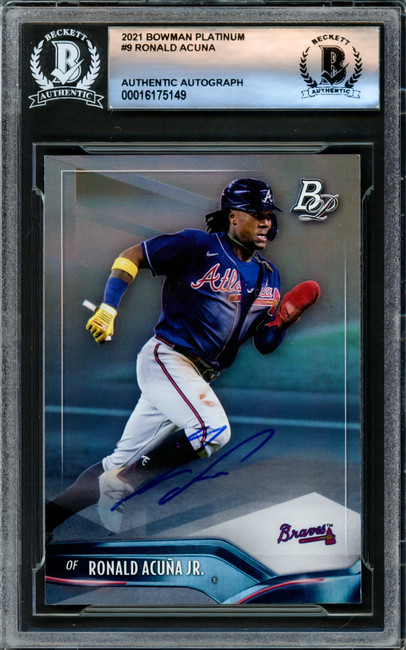 Ronald Acuna Jr. Autographed 2021 Bowman Platinum Card #9 Atlanta Braves Beckett BAS #16175149