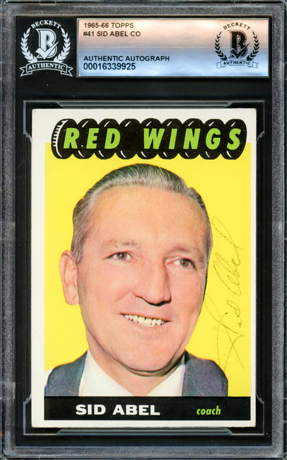 Sid Abel Autographed 1965 Topps Card #41 Detroit Red Wings Beckett BAS #16339925