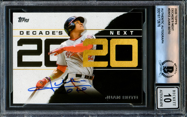 Juan Soto Autographed 2020 Topps Decade's Next Card #DN-12 New York Mets Auto Grade Gem Mint 10 Beckett BAS #16172676