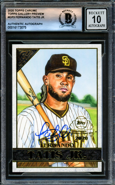 Fernando Tatis Jr. Autographed 2020 Topps Gallery National Baseball Card Day Card #GP-3 San Diego Padres Auto Grade Gem Mint 10 Beckett BAS #16173075