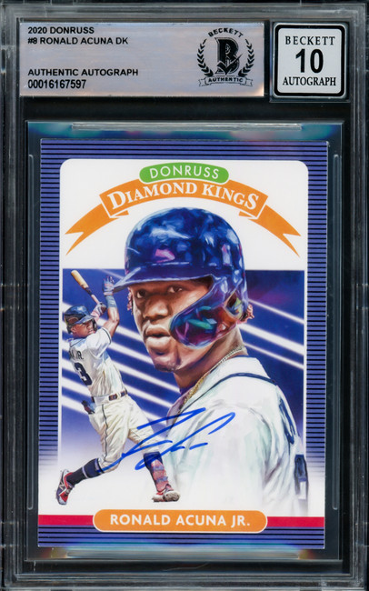 Ronald Acuna Jr. Autographed 2020 Donruss Diamond Kings Card #8 Atlanta Braves Auto Grade Gem Mint 10 Beckett BAS #16167597