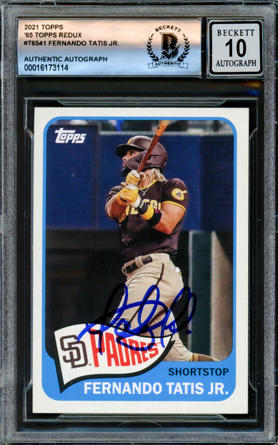 Fernando Tatis Jr. Autographed 2021 Topps 1965 Throwback Card #T65-41 San Diego Padres Auto Grade Gem Mint 10 Beckett BAS #16173114