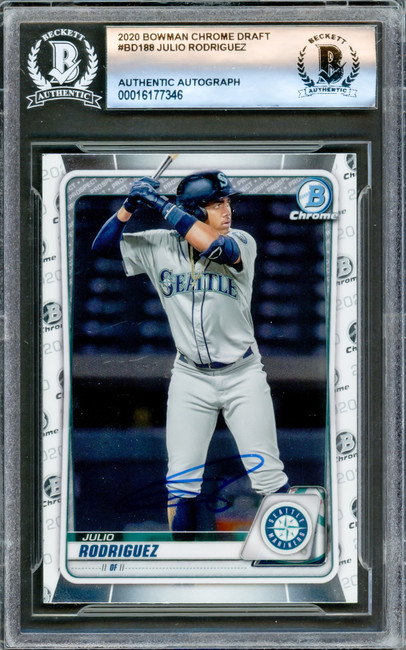 Julio Rodriguez Autographed 2020 Bowman Chrome Draft Rookie Card #BD188 Seattle Mariners Beckett BAS #16177346