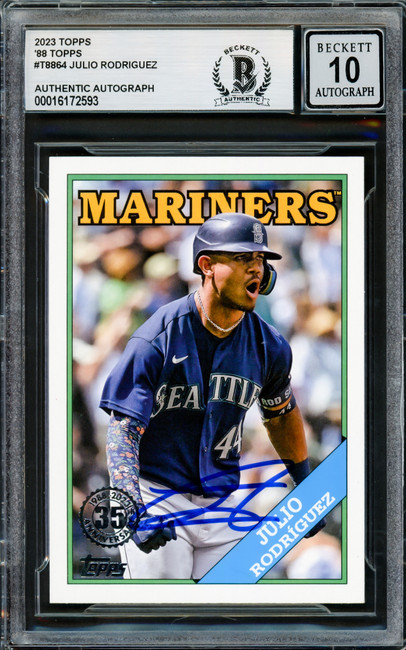 Julio Rodriguez Autographed 2023 Topps 35th Anniversary Card #T88-64 Seattle Mariners Auto Grade Gem Mint 10 Beckett BAS #16172593