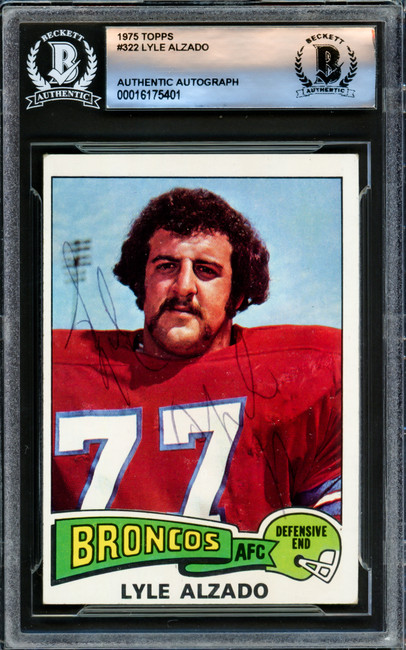 Lyle Alzado Autographed 1975 Topps Card #322 Denver Broncos Beckett BAS #16175401