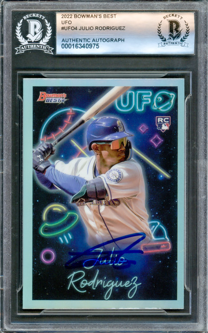 Julio Rodriguez Autographed 2022 Bowman's Best UFO Rookie Card #UFO-4 Seattle Mariners Beckett BAS #16340975