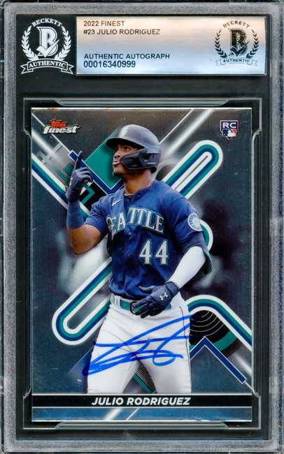 Julio Rodriguez Autographed 2022 Topps Finest Rookie Card #23 Seattle Mariners Beckett BAS #16340999