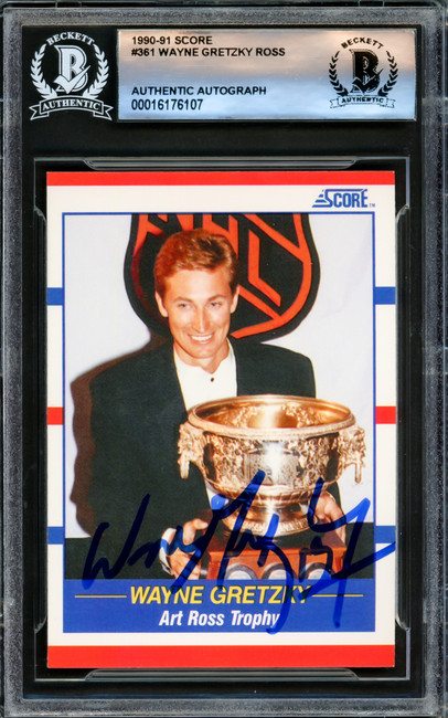 Wayne Gretzky Autographed 1990-91 Score Card #361 Los Angeles Kings Beckett BAS #16176107