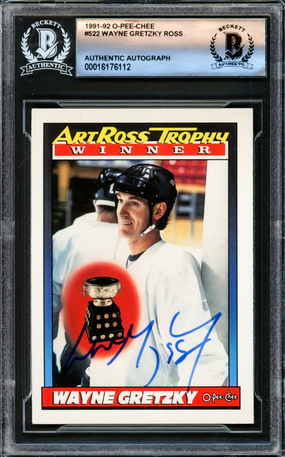 Wayne Gretzky Autographed 1991-92 O-Pee-Chee Card #522 Los Angeles Kings Beckett BAS #16176112