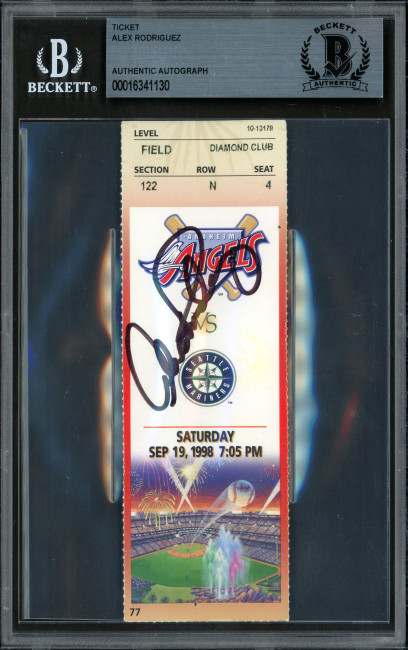 Alex Rodriguez Autographed September 19th, 1998 Ticket Seattle Mariners 40th Home Run Game 40/40 Club Beckett BAS #16341130